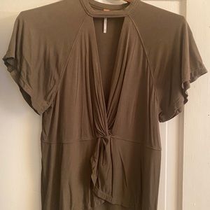 Free People olive green shirt